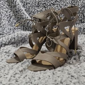 Grey Cris Cross Heels